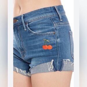 Mother rascal slit flip denim shorts cherry 28 euc like new